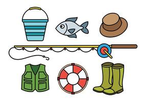 Iconos vectoriales de los aparejos de pesca vector