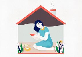 Ilustración de la casa de la mujer vector