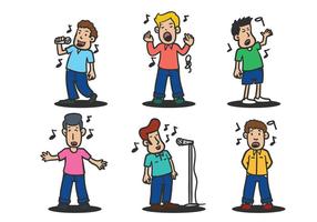 People singing vector illustration set