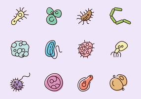 Iconos de bacterias vector