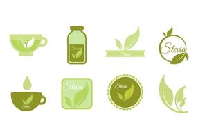 Libre Stevia iconos y insignia Vector