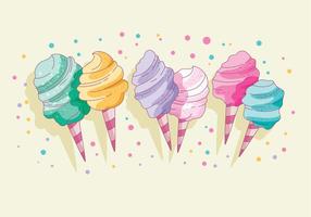 Candy Floss and Cotton Candy Sweet Vectors
