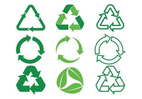 Iconos de vector de flechas biodegradables conjunto