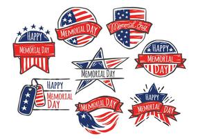 Happy Memorial Day of Hand Drawn Style Vector Set