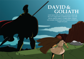 David and Goliath Vector Illustration