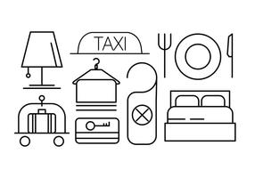 Linear Hotel Icons Set vector