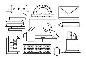 Free Vector Illustration with Office Desk Objects and Elements