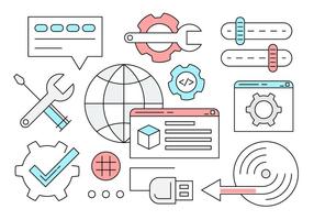 Elementos vectoriales de instalación de software lineal vector