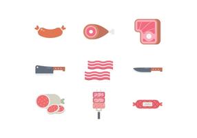 Productos de Carne Icon Set vector