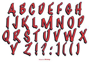 Colección roja del alfabeto del estilo del grafitti