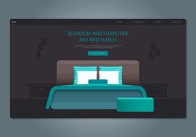 Green Headboard Bedroom and Furniture Web Interface vector