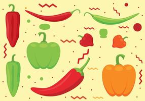 Chili Peppers Vector Set