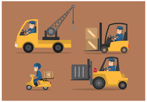 Delivery Man and Movers Illustration Vectors