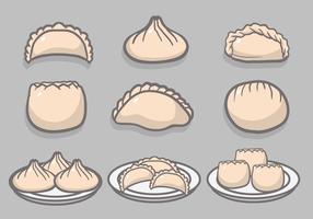 Dumplings hand drawn vector set