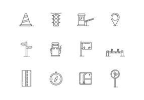 Iconos de tráfico de contorno vector