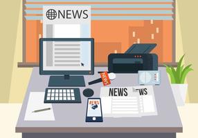 Journalist Desk Vector 