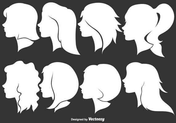 Woman Profile Silhouettes - Vector Illustration