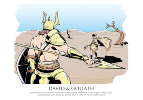 David and Goliath Vector Illustration