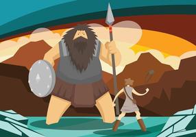 David and Goliath Vector Background