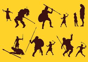 David And Goliath Silhouette Story Free Vector