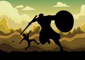 David and Goliath Vector Background