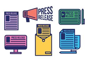 Press release vector icon set 