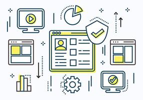 Elementos vectoriales de datos digitales lineales libres vector