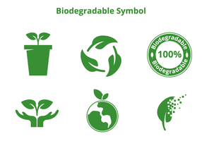 Vectores de símbolos biodegradables