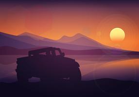 Offroad silueta puesta de sol vector