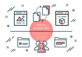 Elementos lineales de marketing digital vector