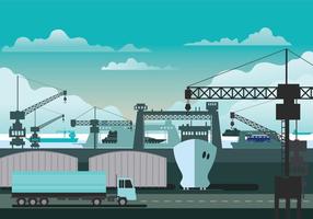 Illustration of Shipyard at Work  vector