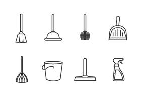 Cleaning tools set icon vectors 
