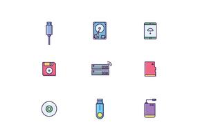Iconos de dispositivos de almacenamiento vector