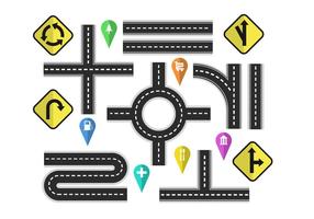 Variation Roads With Street Signs Vector Elements