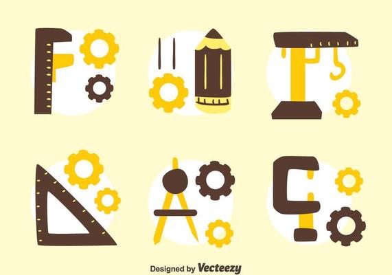 Hand Drawn Enginer Tools Collection Vector
