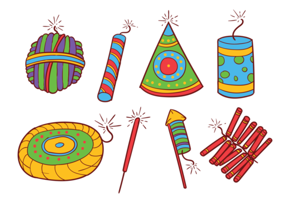 Diwali Fire Crackers Icons Vector
