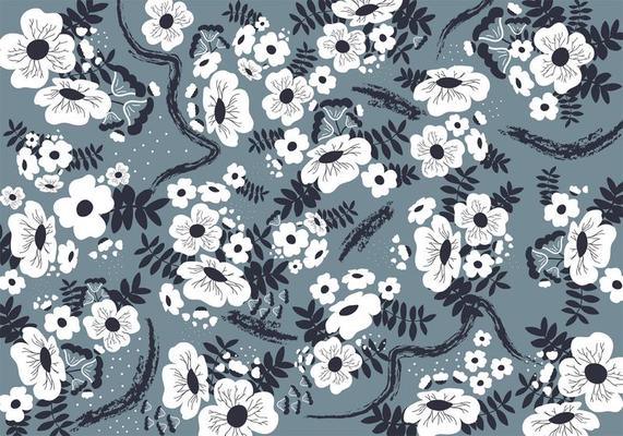 Ditsy Seamless Floral Vector Art