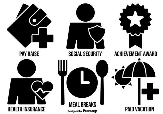Vector Employee Benefits Icons Flat Style