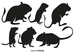 Vector High Quality Gerbil Rodent Silhouettes Set