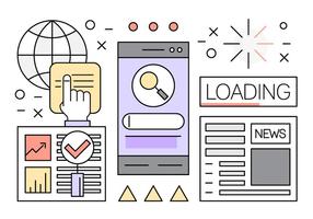 Elementos vectoriales en línea de búsqueda web vector