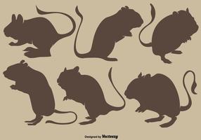 Collection Of Vector Brown Silhouettes Of Gerbil Rodents