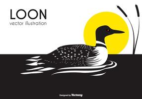 Blanco y negro Loon Bird Vector