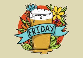 Beer Friday Banner Tattoo Style Art  vector