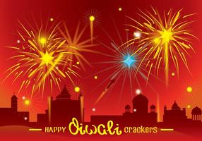 Diwali Fire Crackers Festival de fondo vector