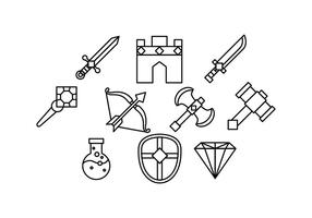 Juego Gratis Rpg Line Icon Vector