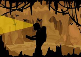 A Cavers Exploring A Cave vector