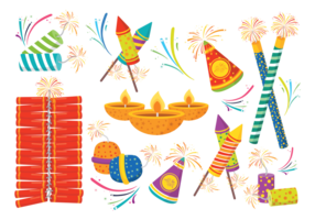 Diwali Fire Crackers Icons Vector