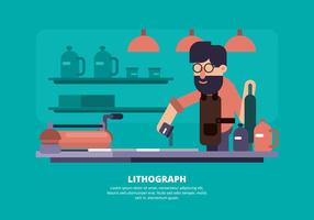 Ilustración de litografía vector