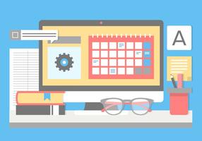 Free Flat Design Vector Designer Desk