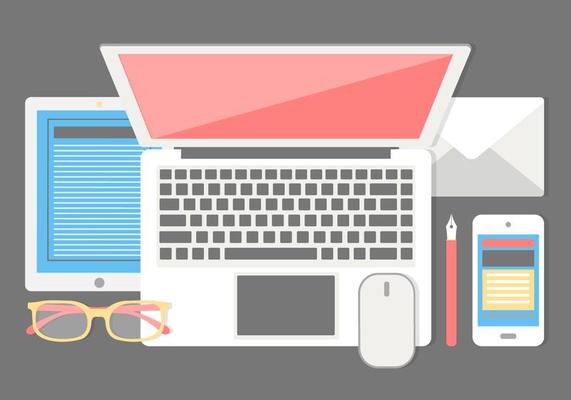 Free Flat Design Vector Office Elements